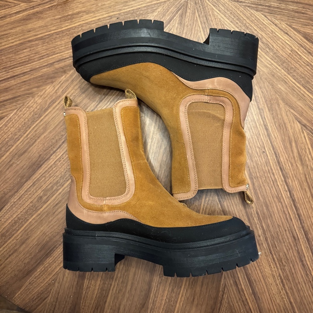 Sam Edelman Tan and Black Ankle Booties with Durable Soles